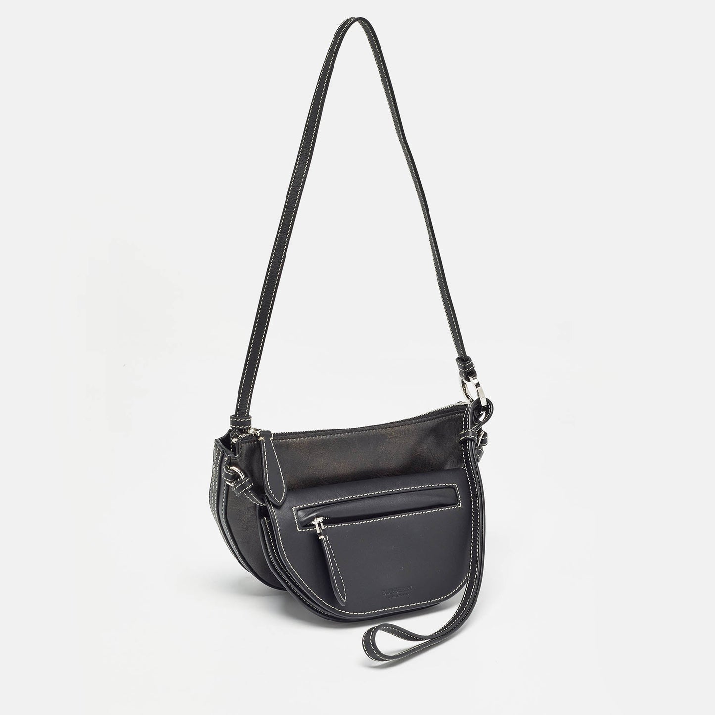 BURBERRY Black Leather Mini Double Olympia Bag