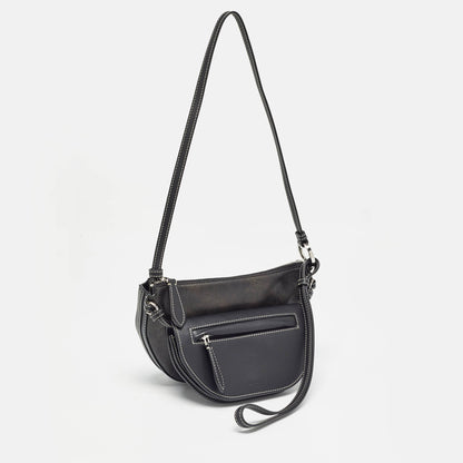 BURBERRY Black Leather Mini Double Olympia Bag
