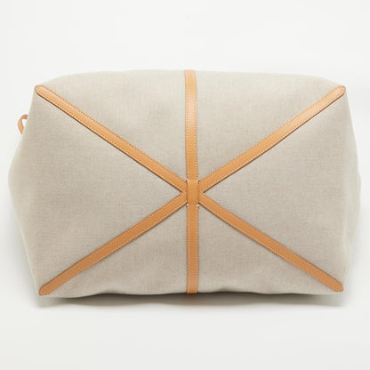 BURBERRY Beige Canvas and Leather XL Beach Tote