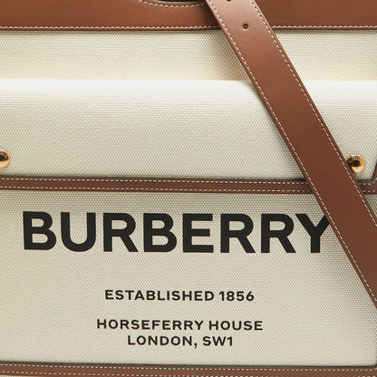 BURBERRY Beige/Brown Canvas and Leather Medium Pocket Bag