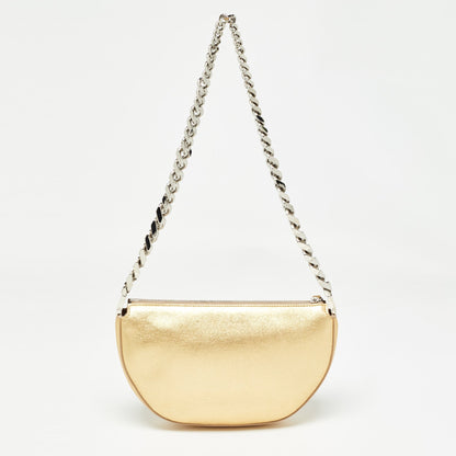 Burberry Gold Leather Mini Olympia Zip Chain Bag