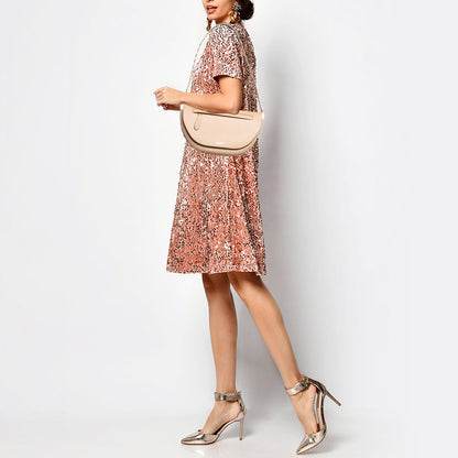 Burberry Beige Leather Small Studded Olympia Bag
