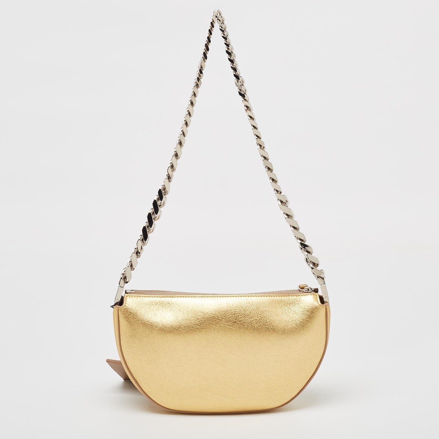 Burberry Gold Leather Mini Olympia Zip Chain Bag