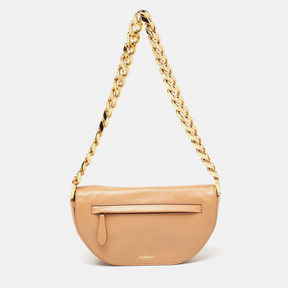Burberry Beige Soft Leather Small Olympia Bag