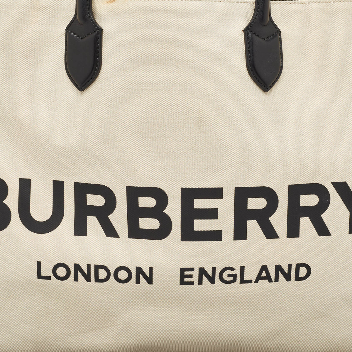 BURBERRY Off White Canvas Lewes Tote