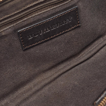 BURBERRY Brown/Beige Haymarket Coated Canvas and Leather Stipe Long Shoulder Bag