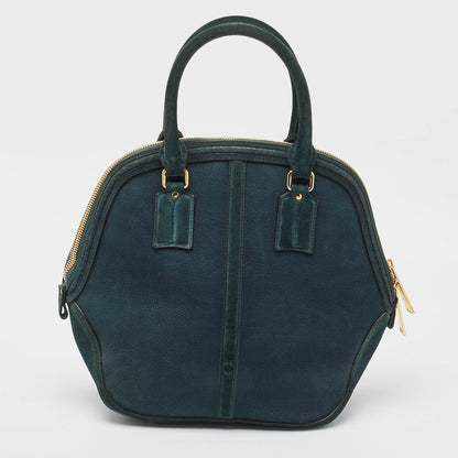 BURBERRY Dark Green Nubuck Leather Orchard Satchel