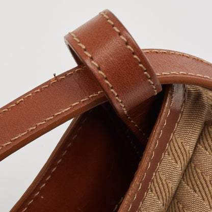 BURBERRY Beige/Brown Check Fabric and Leather Double Pocket Shoulder Bag