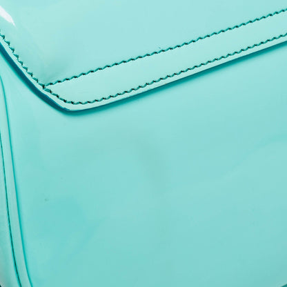 BURBERRY Light Blue Patent Leather Small Leigh Crossbody Bag