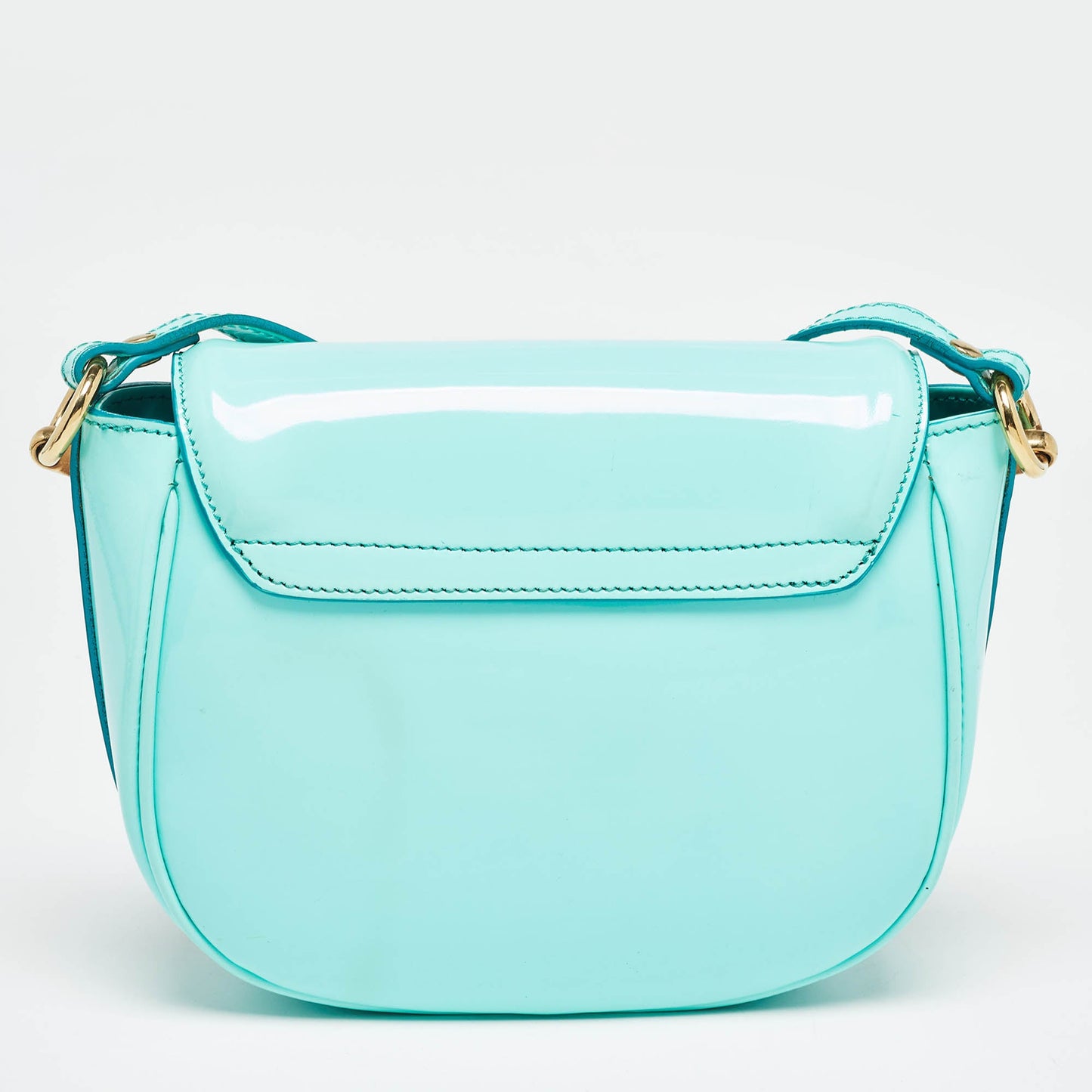 BURBERRY Light Blue Patent Leather Small Leigh Crossbody Bag