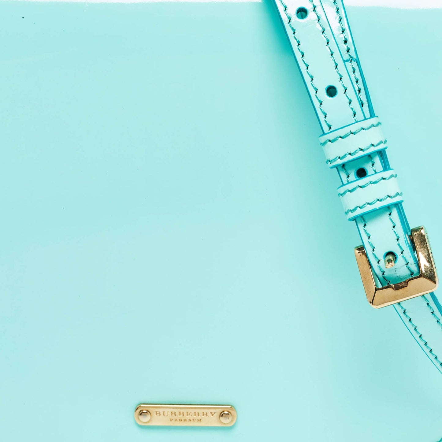 BURBERRY Light Blue Patent Leather Small Leigh Crossbody Bag