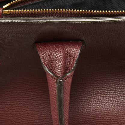 BURBERRY Burgundy/Beige Leather and House Check Fabric Medium Banner Tote