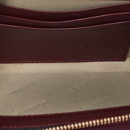 BURBERRY Burgundy Leather Double Zip Compact Wallet