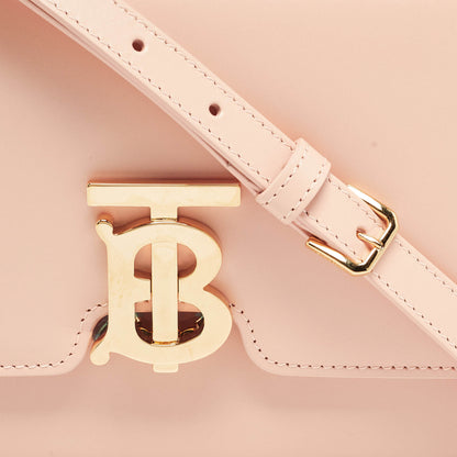 BURBERRY Peach Pink Leather Small TB Shoulder Bag