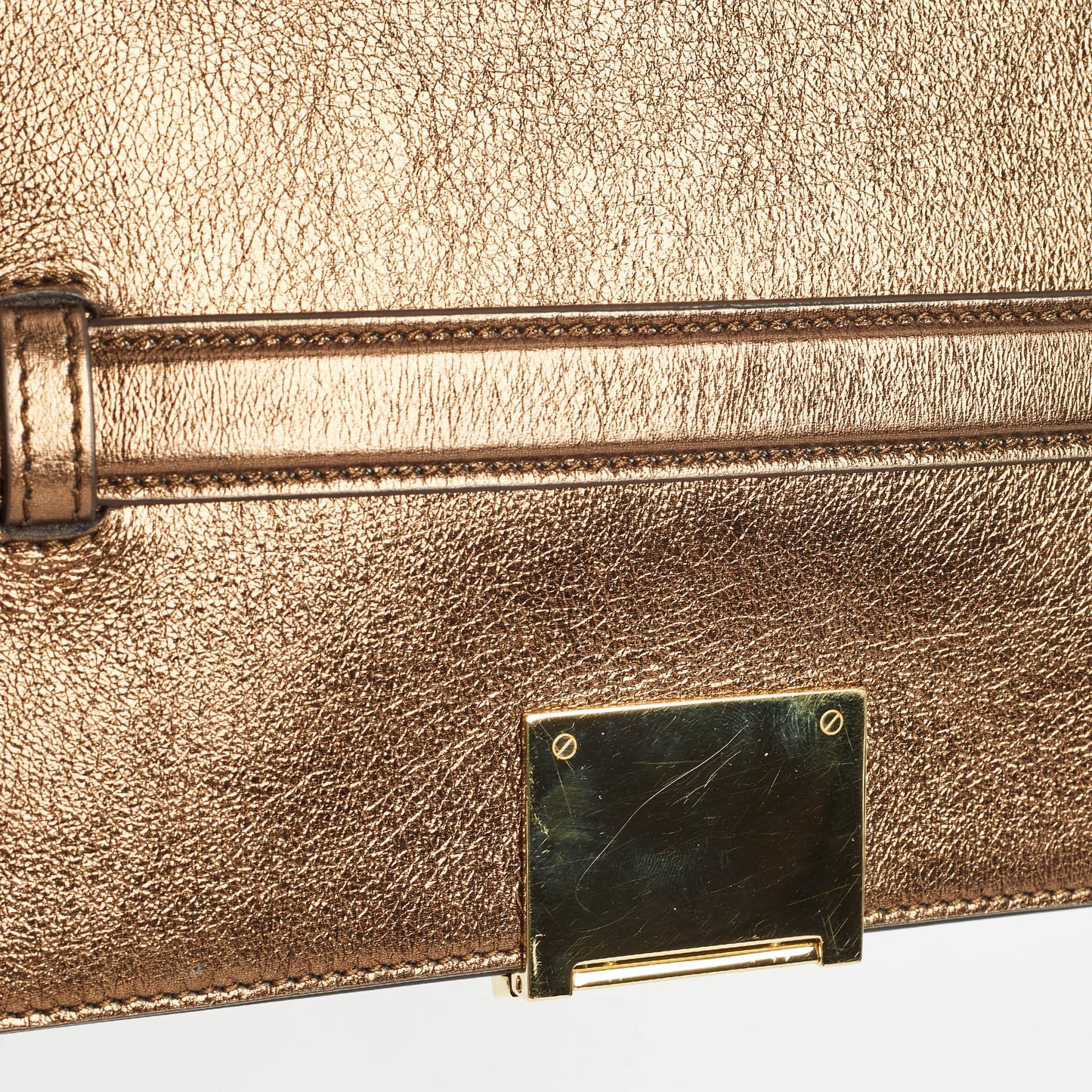 BURBERRY Bronze Leather Studded Olympia Clutch
