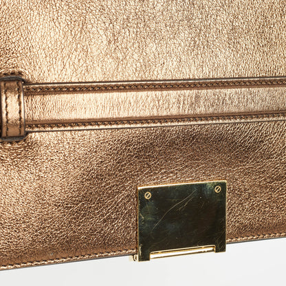 BURBERRY Bronze Leather Studded Olympia Clutch
