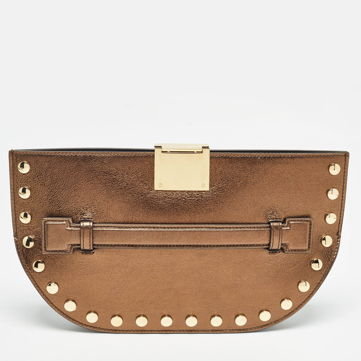 BURBERRY Bronze Leather Studded Olympia Clutch
