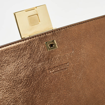 BURBERRY Bronze Leather Studded Olympia Clutch