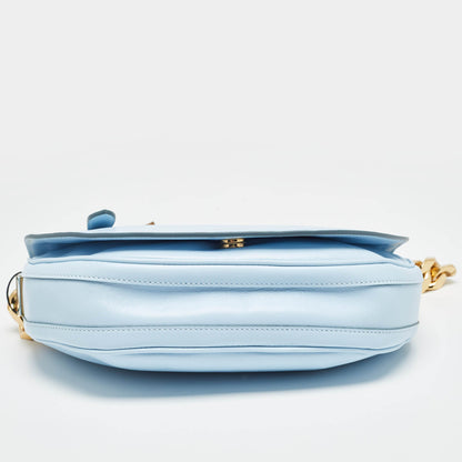 BURBERRY Pale Blue Leather Small Olympia Chain Shoulder Bag