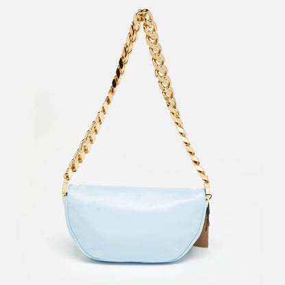 BURBERRY Pale Blue Leather Small Olympia Chain Shoulder Bag