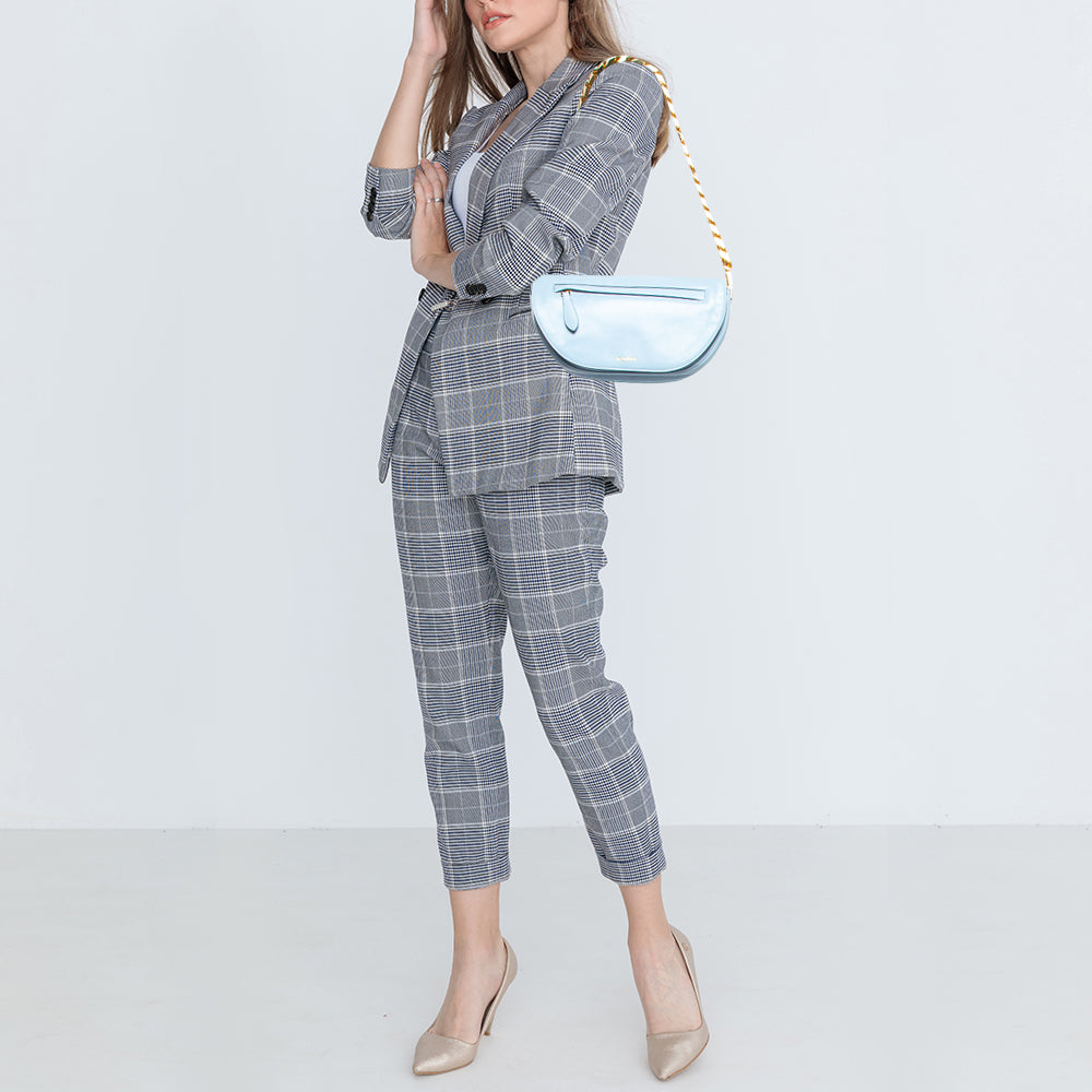 BURBERRY Pale Blue Leather Small Olympia Chain Shoulder Bag
