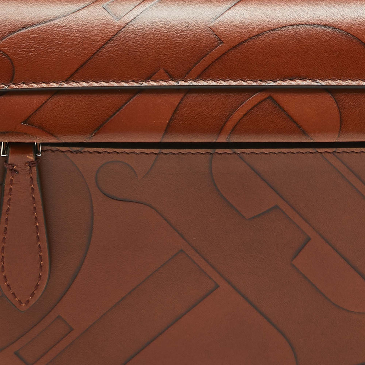 BURBERRY Brown TB Embossed Leather Small Olympia Shoulder Bag
