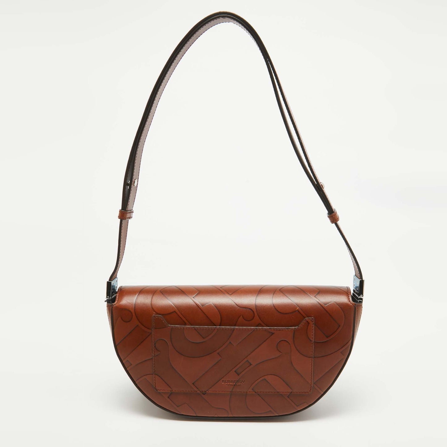 BURBERRY Brown TB Embossed Leather Small Olympia Shoulder Bag