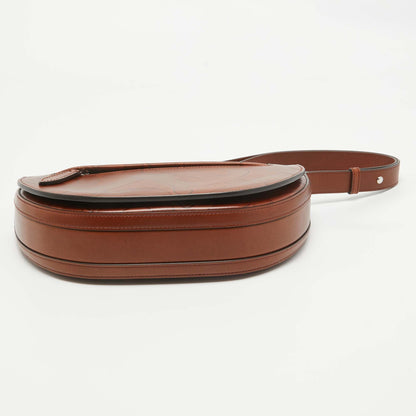 BURBERRY Brown TB Embossed Leather Small Olympia Shoulder Bag