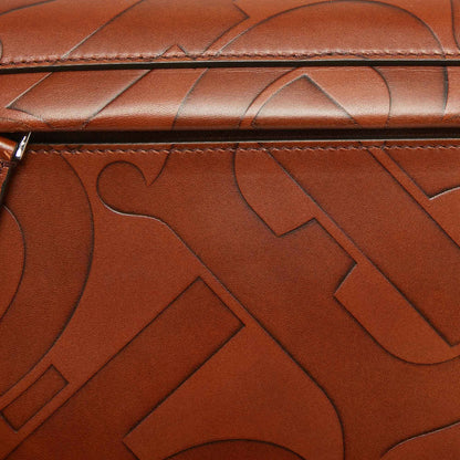 BURBERRY Brown TB Embossed Leather Small Olympia Shoulder Bag