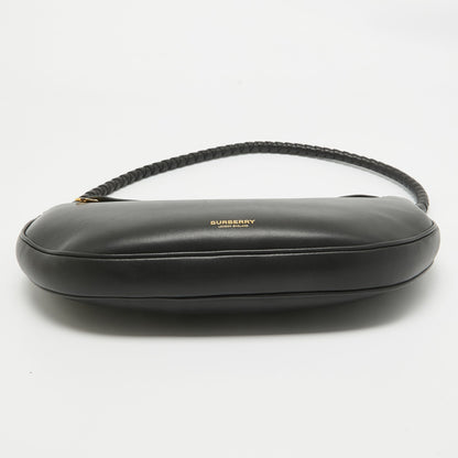 BURBERRY Black Leather Large Olympia Shoulder Bag