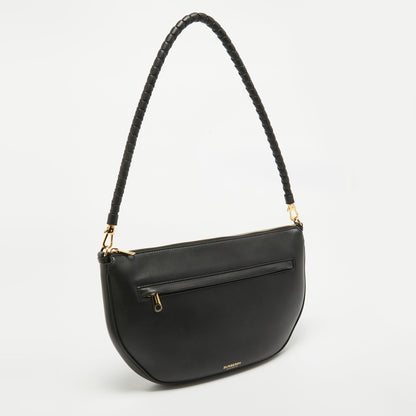 BURBERRY Black Leather Large Olympia Shoulder Bag