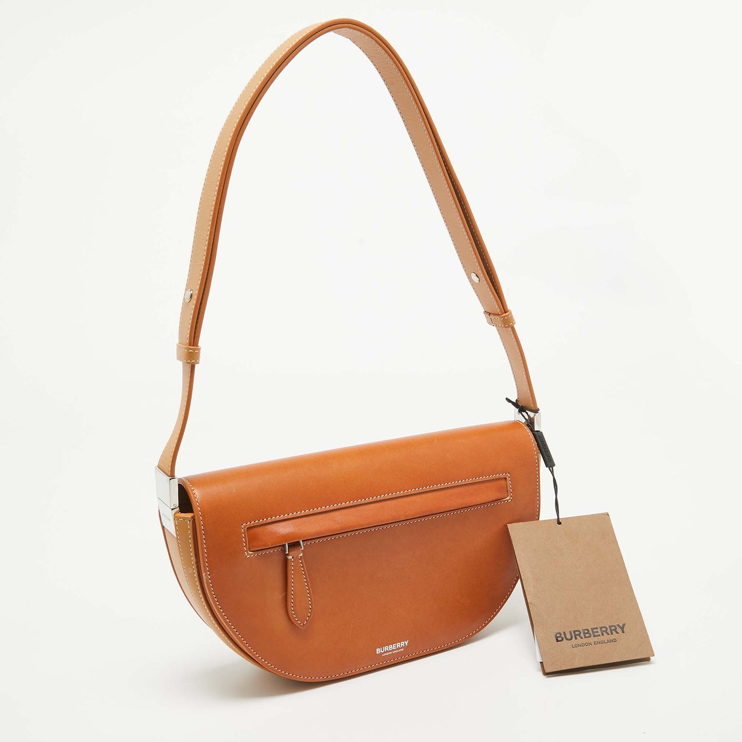 BURBERRY Pale Orange Leather Small Olympia Shoulder Bag