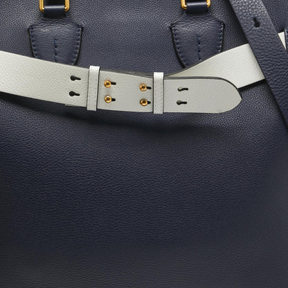 BURBERRY Navy Blue/White Leather Large Belt Bag