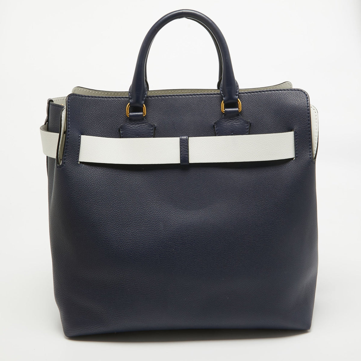 BURBERRY Navy Blue/White Leather Large Belt Bag