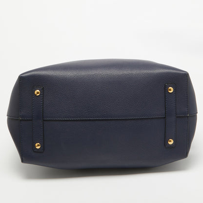 BURBERRY Navy Blue/White Leather Large Belt Bag