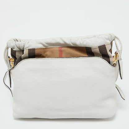 BURBERRY Off White/Beige House Check Canvas and Leather Little Crush Crossbody Bag