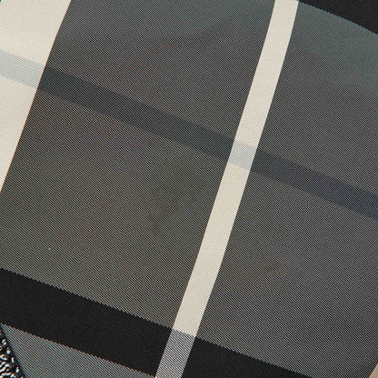 BURBERRY Black Beat Check Nylon and Patent Leather Large Victoria Tote
