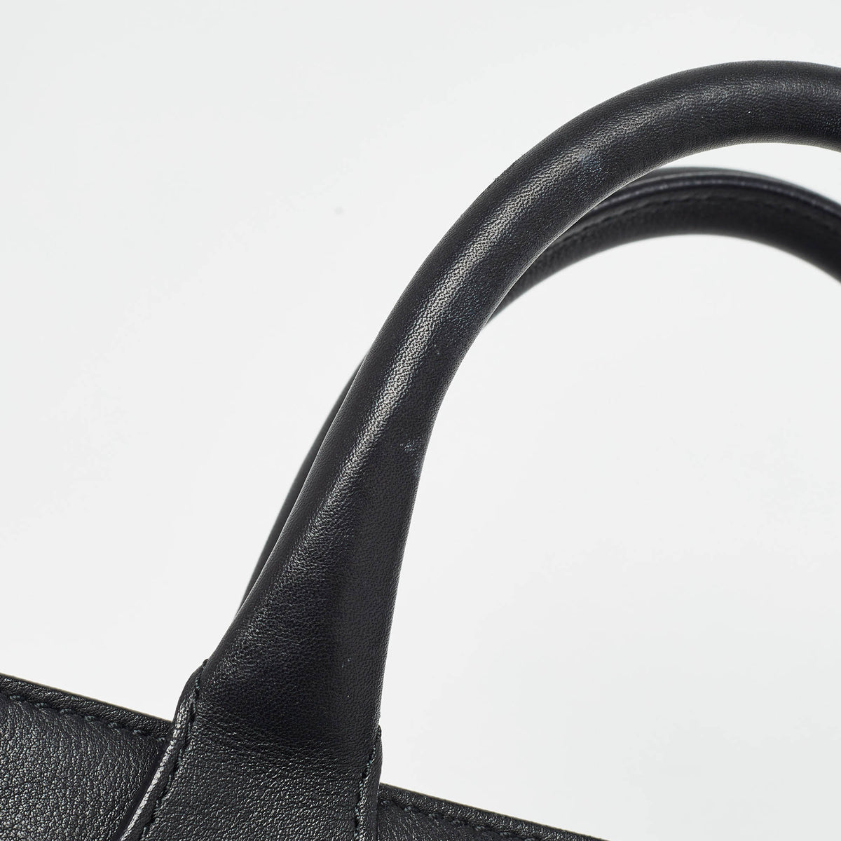 BURBERRY Black/Beige Leather and House Check Canvas Small Banner Tote