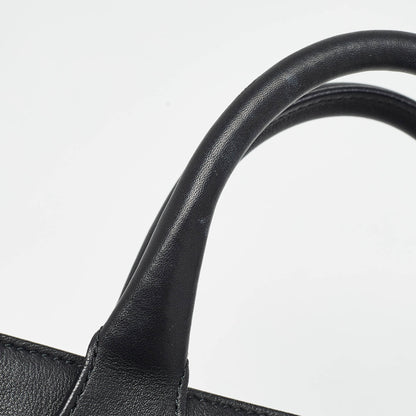 BURBERRY Black/Beige Leather and House Check Canvas Small Banner Tote