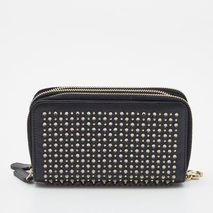 Chanel Black Leather Crystal Studded Bull Phone Holder