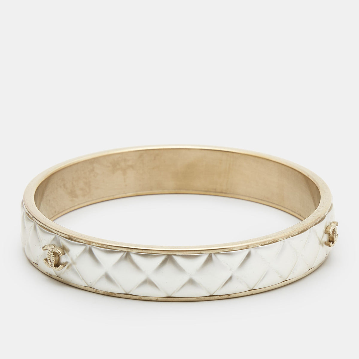 Chanel CC Composite Gold Tone Bangle Bracelet