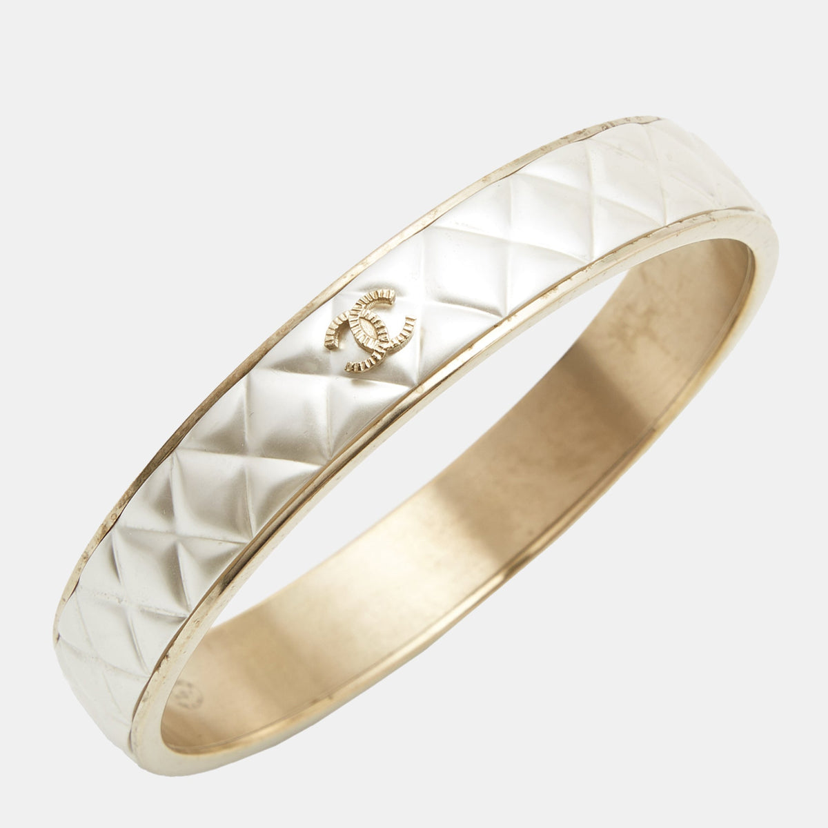 Chanel CC Composite Gold Tone Bangle Bracelet