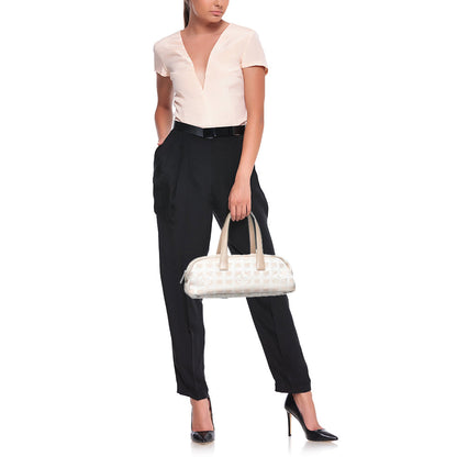 Chanel Beige Nylon CC Logo Travel Line Bowler Bag