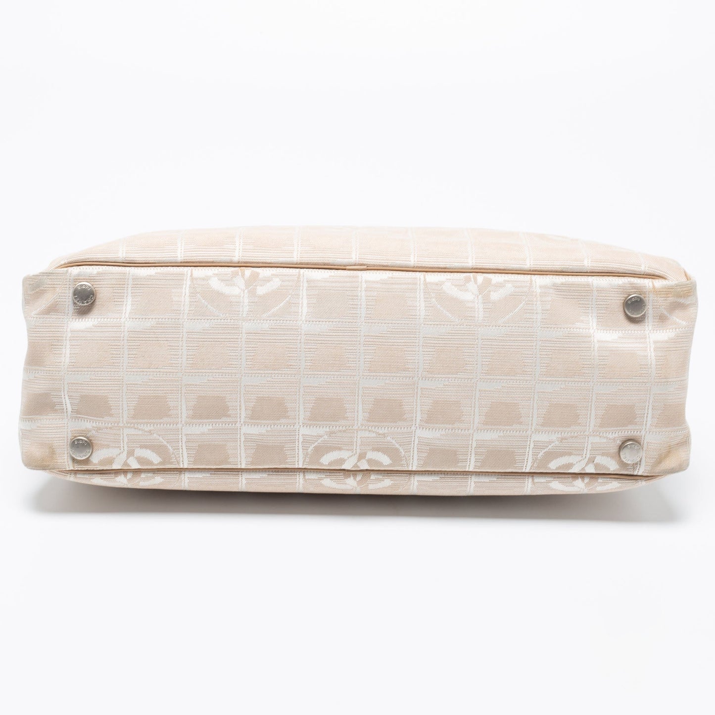 Chanel Beige Nylon CC Logo Travel Line Bowler Bag