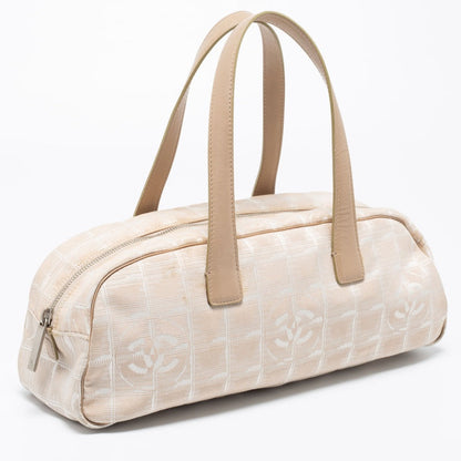Chanel Beige Nylon CC Logo Travel Line Bowler Bag