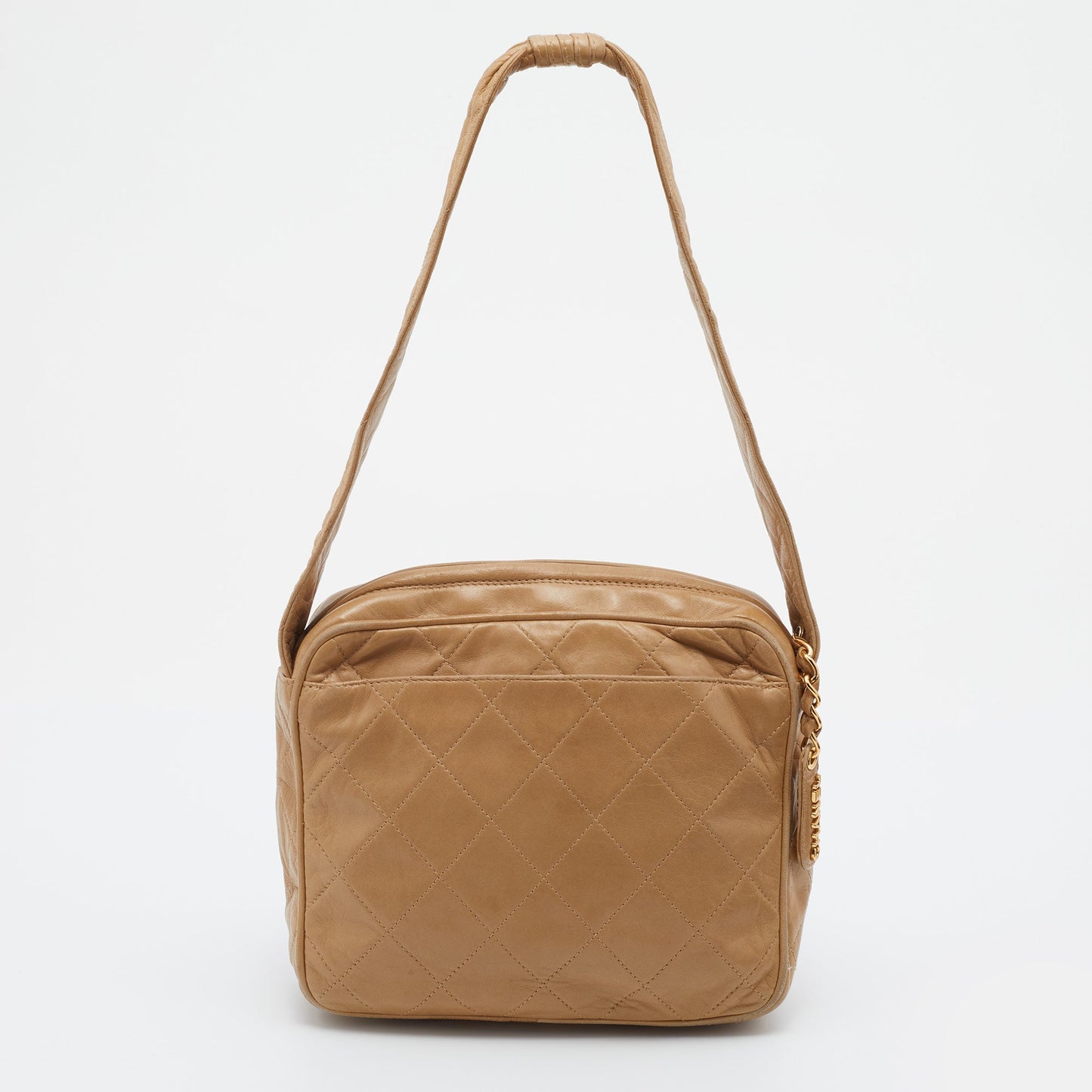 Chanel Beige Quilted Leather Vintage Camera Bag