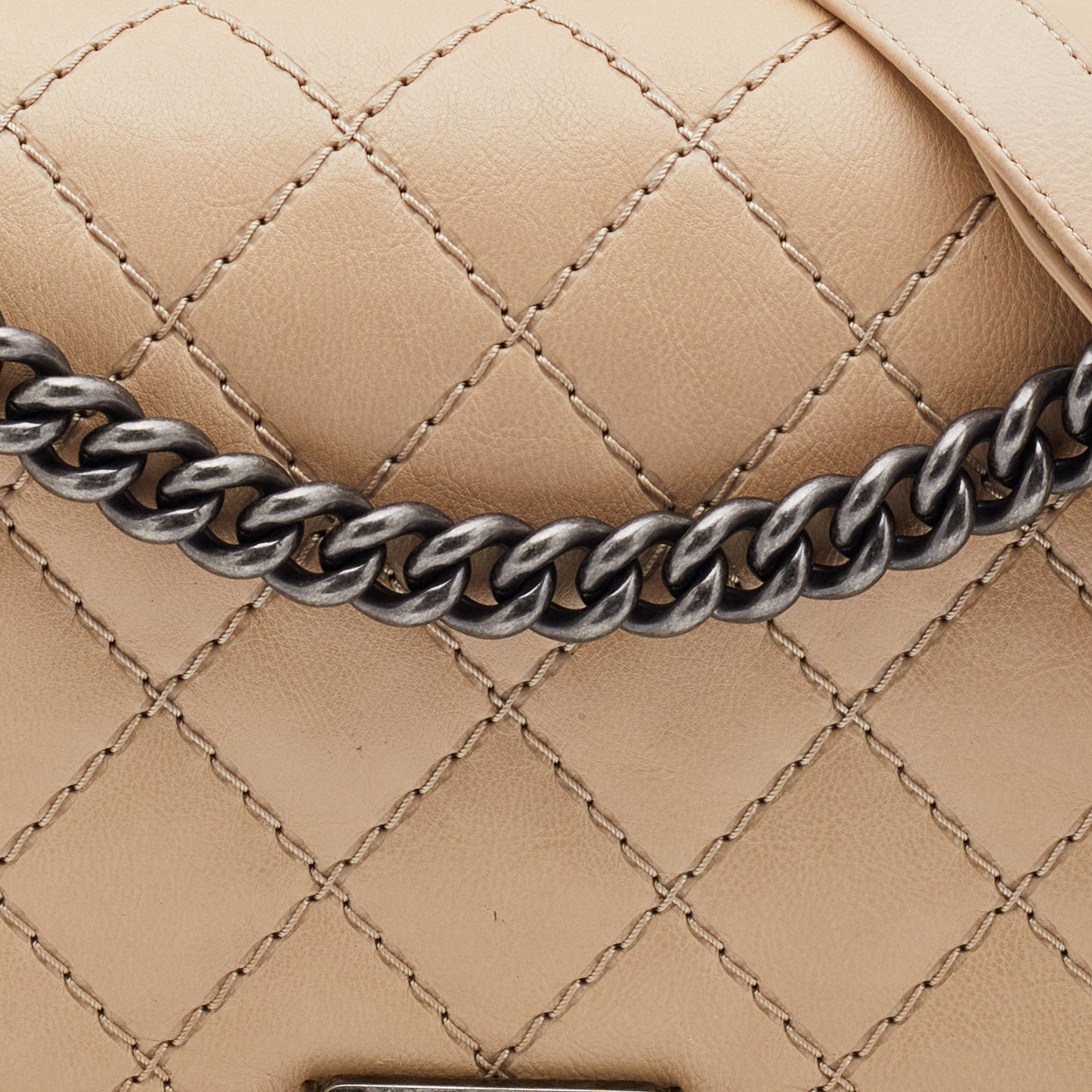 Chanel Beige Quilted Leather New Medium Wild Stitch Boy Bag