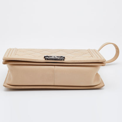 Chanel Beige Quilted Leather New Medium Wild Stitch Boy Bag
