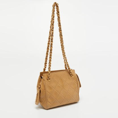 Chanel Beige Quilted Leather Mini Timeless Chain Tote