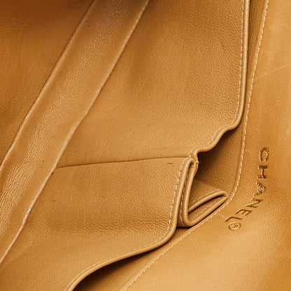 CHANEL Beige Chocolate Bar Quilted Leather East West Flap Bag
